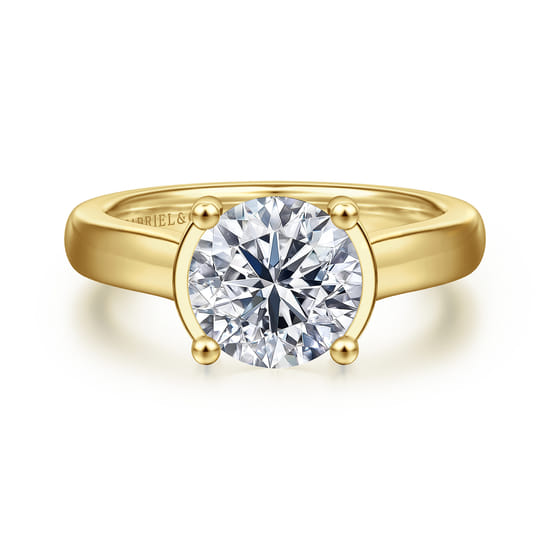 Gabriel - 14K Yellow Gold Half Bezel Oval Diamond Engagement Ring