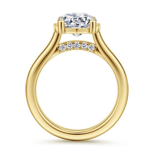 14K Yellow Gold Half Bezel Oval Diamond Engagement Ring