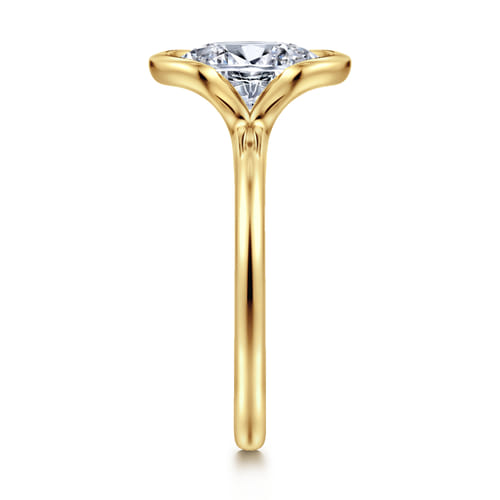14K Yellow Gold Half Bezel Oval Solitaire Diamond Engagement Ring