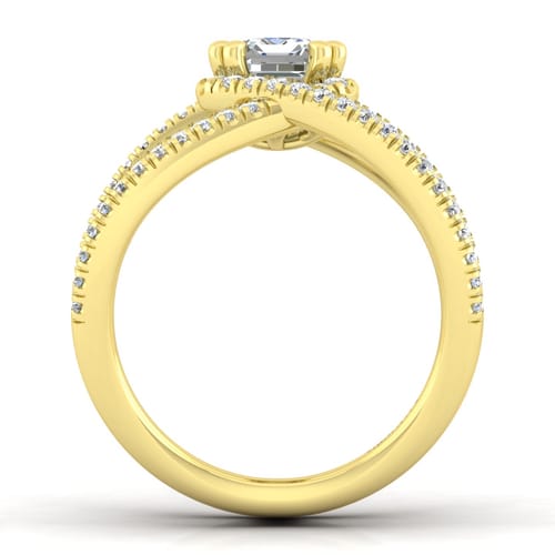 14K Yellow Gold Halo Emerald Cut Diamond Engagement Ring 14K Yellow Gold Halo Emerald Cut Diamond Engagement Ring