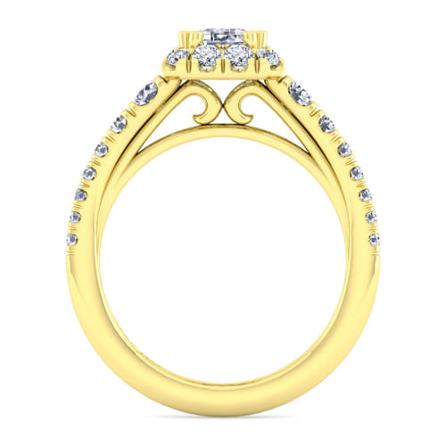 14K Yellow Gold Halo Emerald Cut Diamond Engagement Ring 14K Yellow Gold Halo Emerald Cut Diamond Engagement Ring