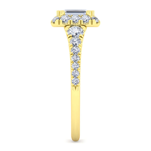 14K Yellow Gold Halo Emerald Cut Diamond Engagement Ring 14K Yellow Gold Halo Emerald Cut Diamond Engagement Ring