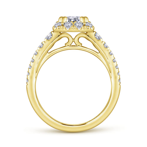 14K Yellow Gold Halo Emerald Cut Diamond Engagement Ring 14K Yellow Gold Halo Emerald Cut Diamond Engagement Ring