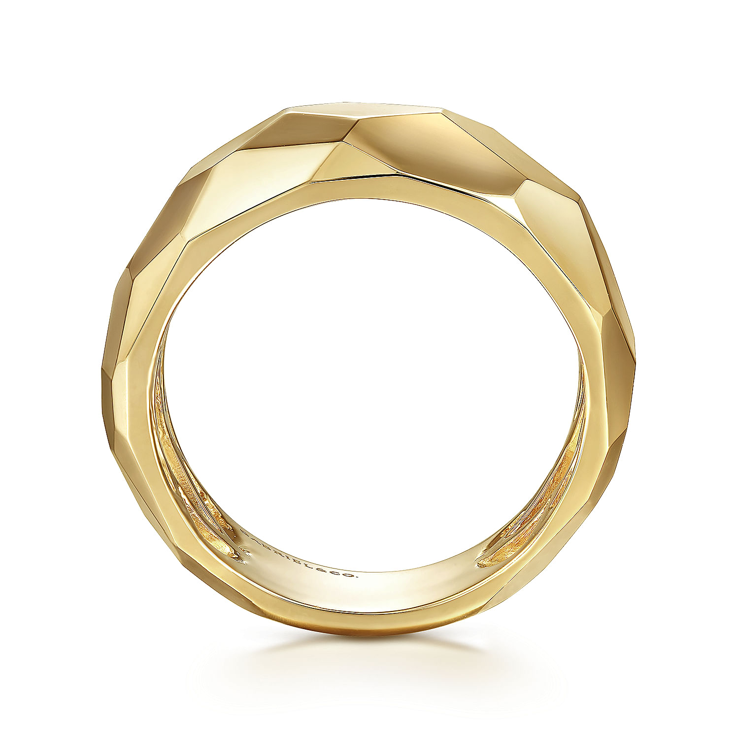 14K Yellow Gold Hammered Puff Ring