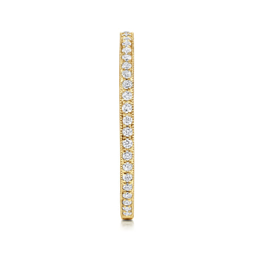 14K Yellow Gold Hand Carved Stackable Diamond Ring