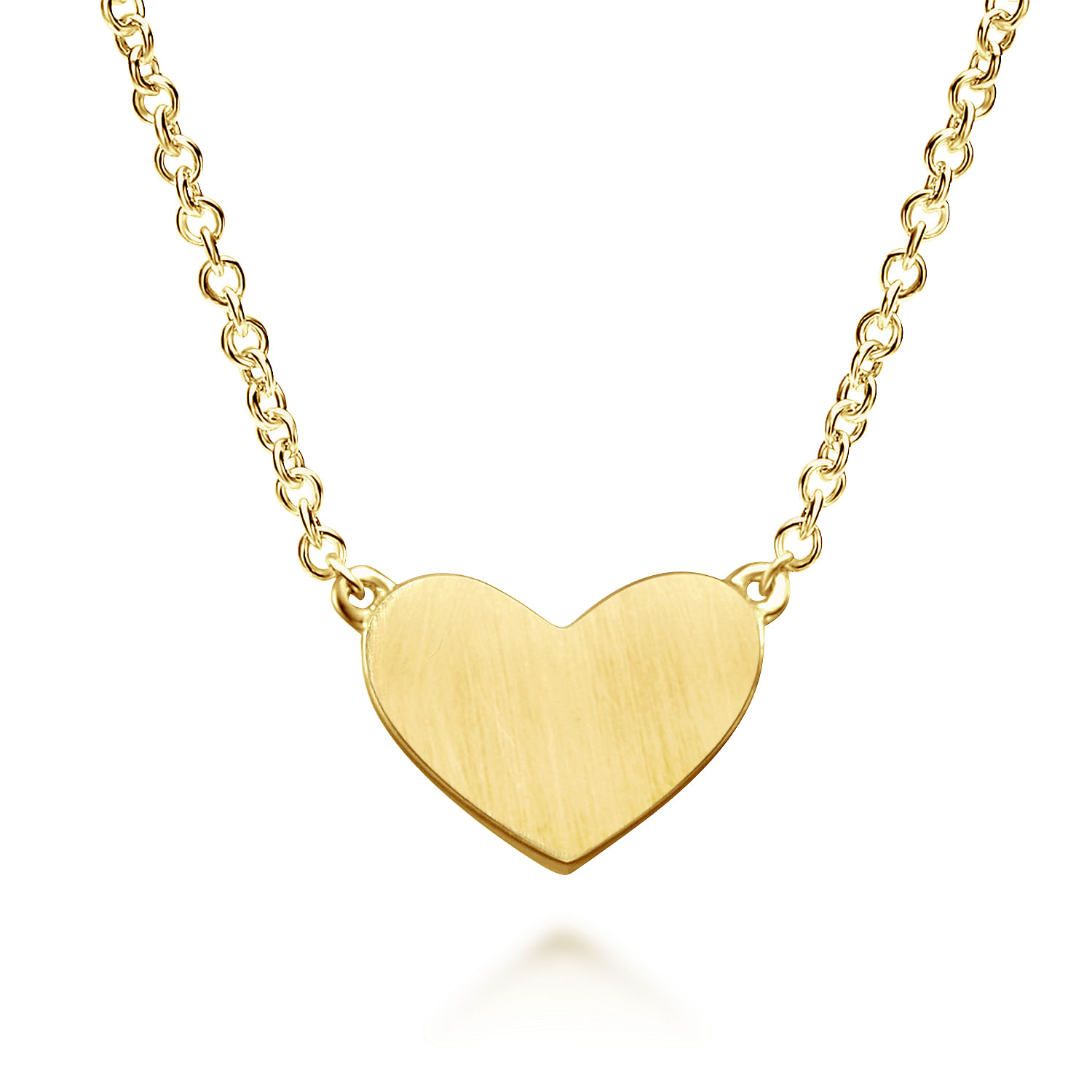 14K Yellow Gold Heart Pendant Necklace with Diamond Accent