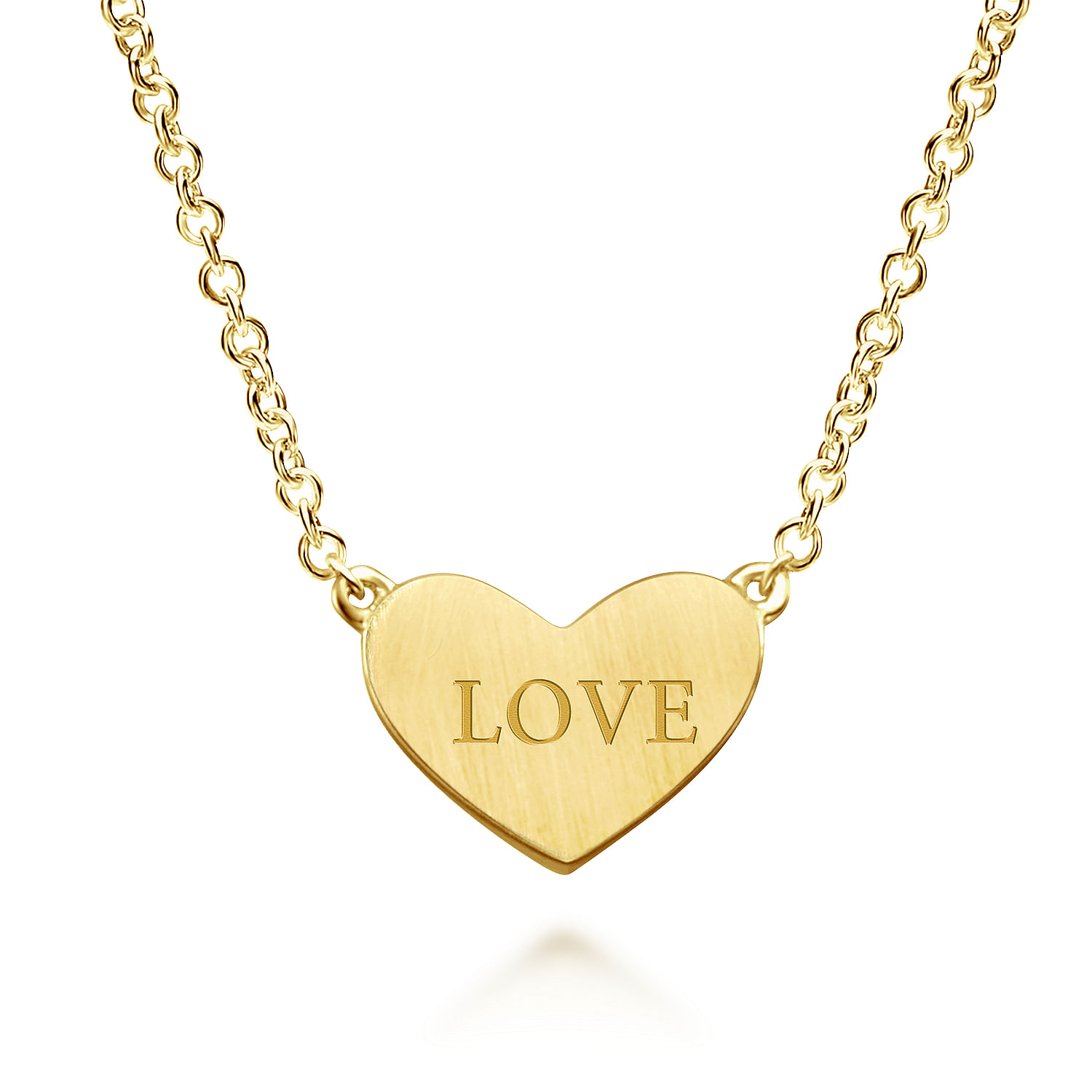 14K Yellow Gold Heart Pendant Necklace with Diamond Accent
