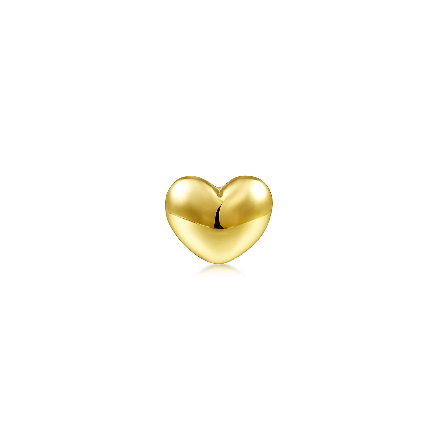 14K Yellow Gold Heart Shape Single Stud Earring