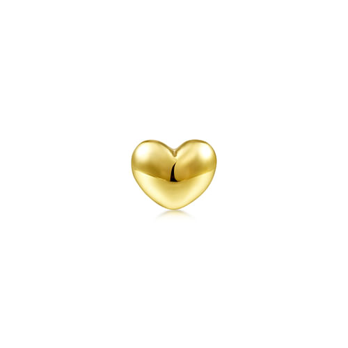 14K Yellow Gold Heart Shape Single Stud Earring