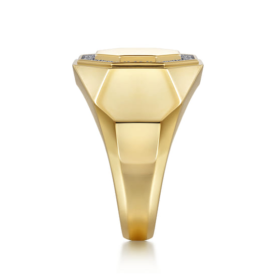 14K Yellow Gold Hexagon Diamond Ring in High Polish Finish angle 4