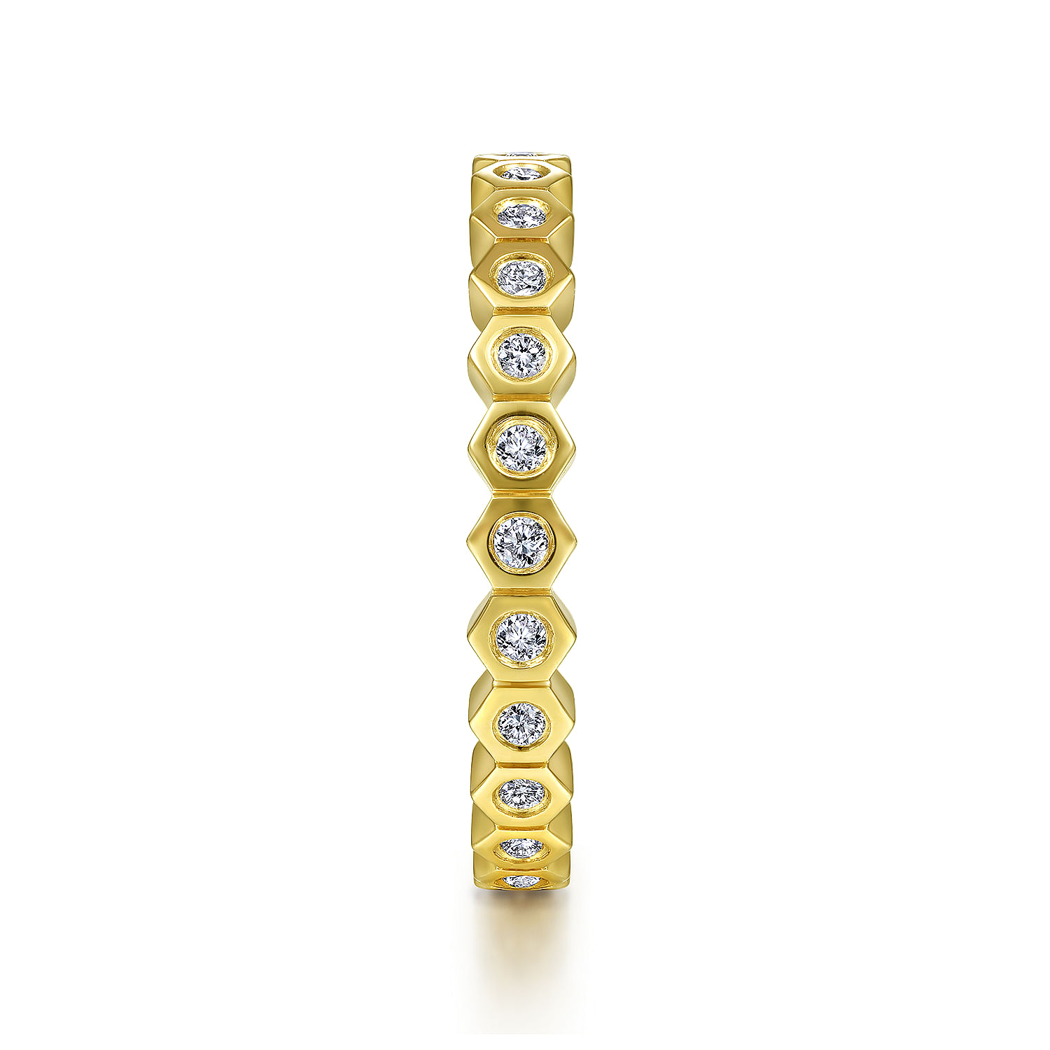 14K Yellow Gold Hexagon Shape Diamond Eternity Ring