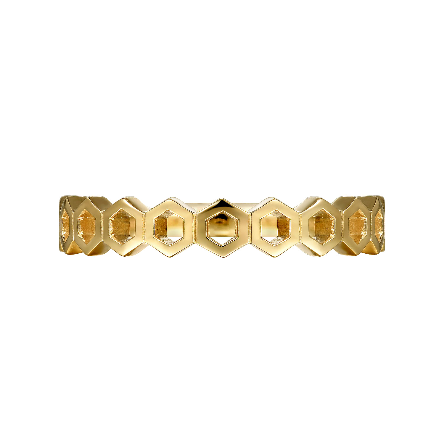 14K Yellow Gold Hexagon Stackable Ring