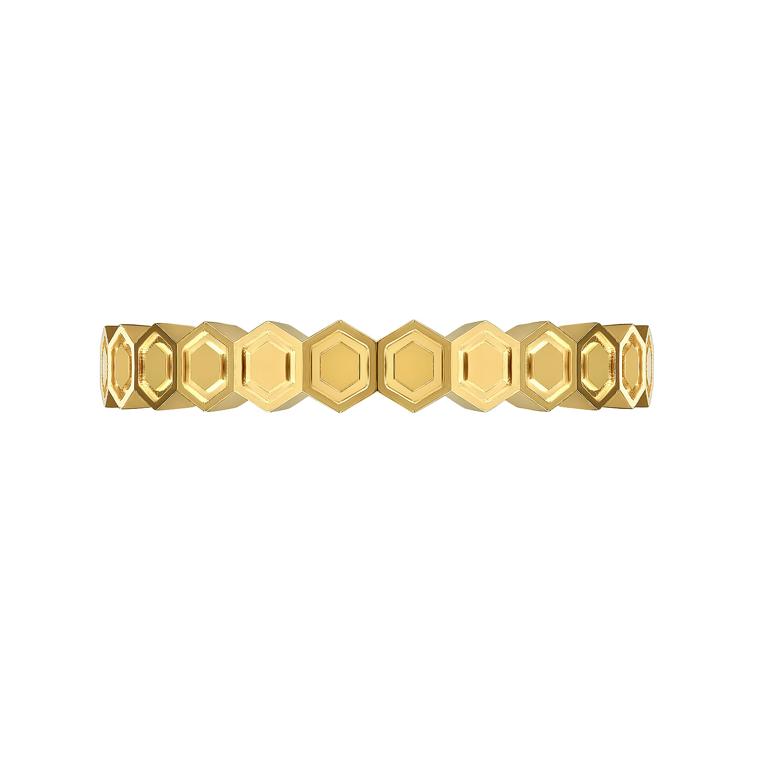 14K Yellow Gold Hexagon Station Stackable Ring
