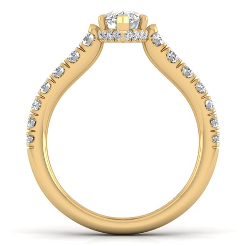 14K Yellow Gold Hidden Halo Marquise Shape Diamond Engagement Ring