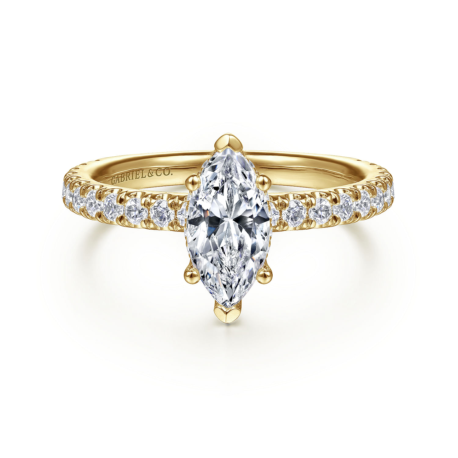 Gabriel - 14K Yellow Gold Hidden Halo Marquise Shape Diamond Engagement Ring