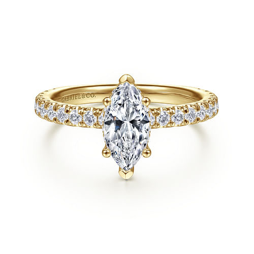 14K Yellow Gold Hidden Halo Marquise Shape Diamond Engagement Ring