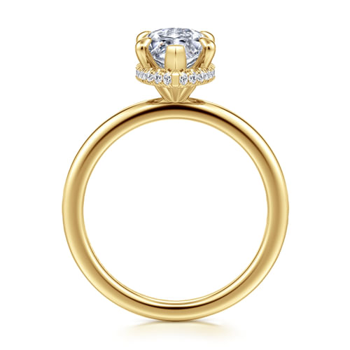 14K Yellow Gold Hidden Halo Marquise Shape Diamond Engagement Ring