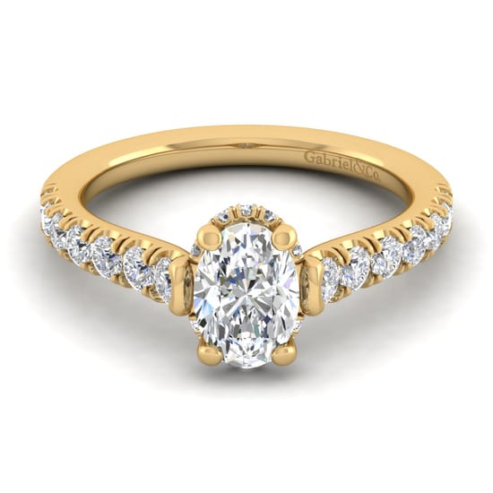 Gabriel - 14K Yellow Gold Hidden Halo Oval Diamond Engagement Ring