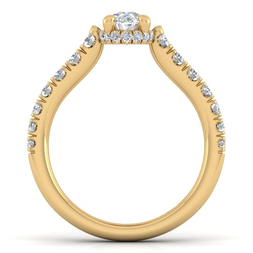 14K Yellow Gold Hidden Halo Oval Diamond Engagement Ring