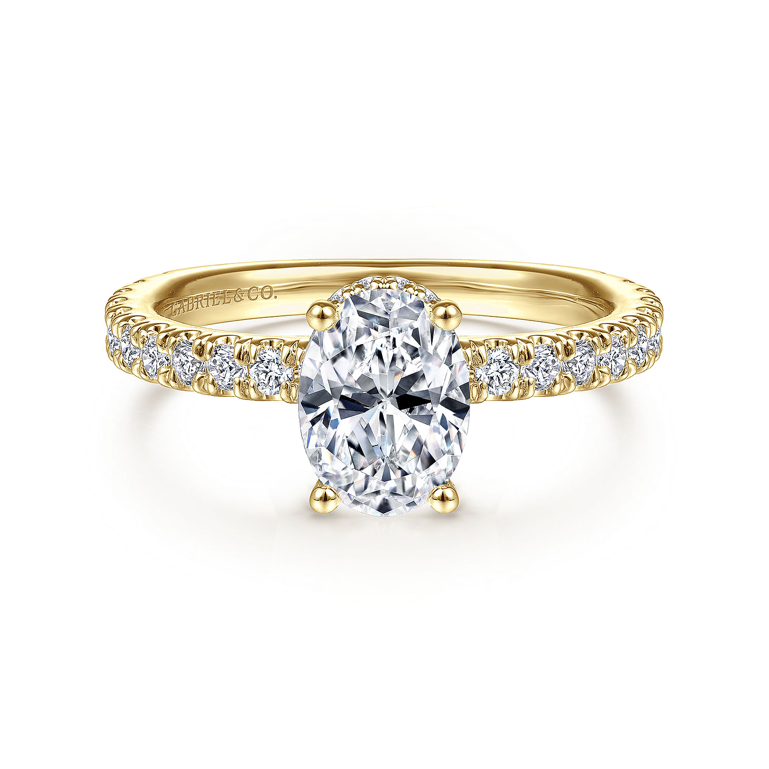 Gabriel - 14K Yellow Gold Hidden Halo Oval Diamond Engagement Ring
