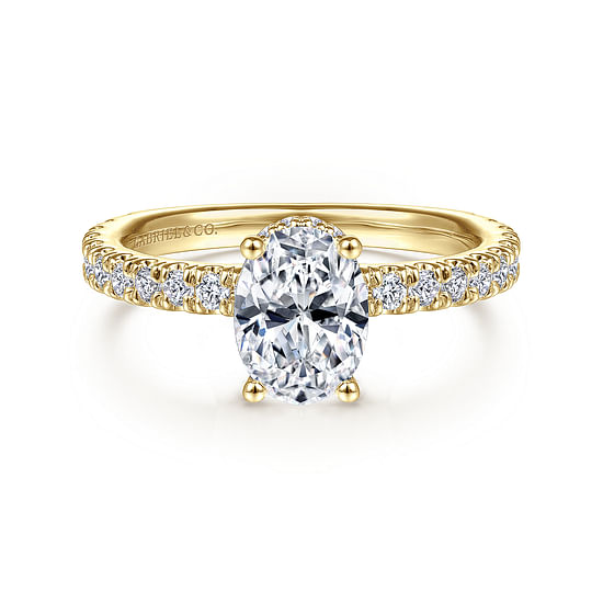 Gabriel - 14K Yellow Gold Hidden Halo Oval Diamond Engagement Ring