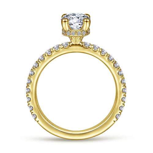 14K Yellow Gold Hidden Halo Oval Diamond Engagement Ring