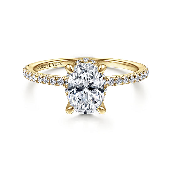 Gabriel - 14K Yellow Gold Hidden Halo Oval Diamond Engagement Ring