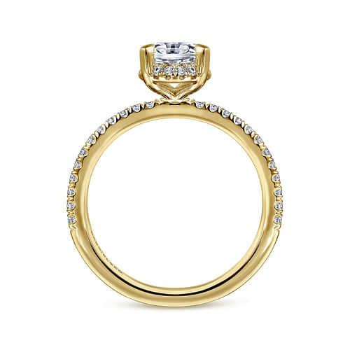 14K Yellow Gold Hidden Halo Oval Diamond Engagement Ring