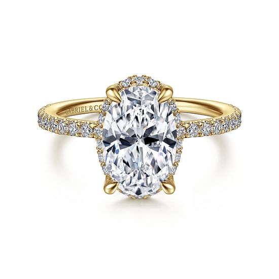 Gabriel - 14K Yellow Gold Hidden Halo Oval Diamond Engagement Ring