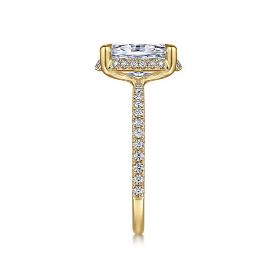 14K Yellow Gold Hidden Halo Oval Diamond Engagement Ring angle 5