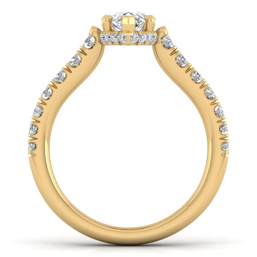 14K Yellow Gold Hidden Halo Pear Shape Diamond Engagement Ring