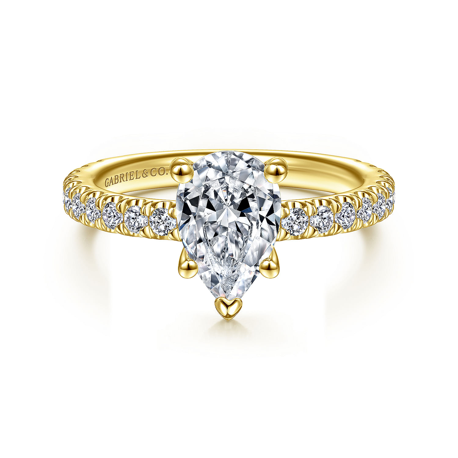 Gabriel - 14K Yellow Gold Hidden Halo Pear Shape Diamond Engagement Ring