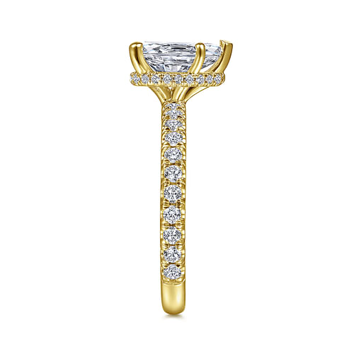 14K Yellow Gold Hidden Halo Pear Shape Diamond Engagement Ring