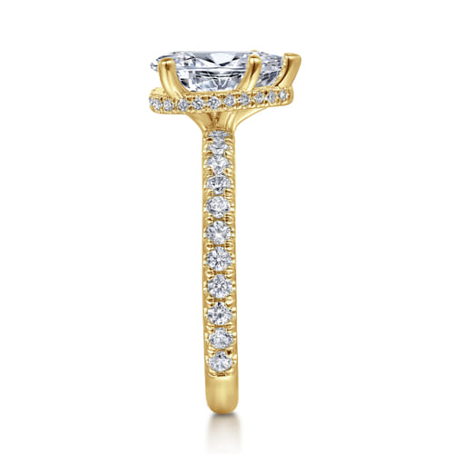 14K Yellow Gold Hidden Halo Pear Shape Diamond Engagement Ring