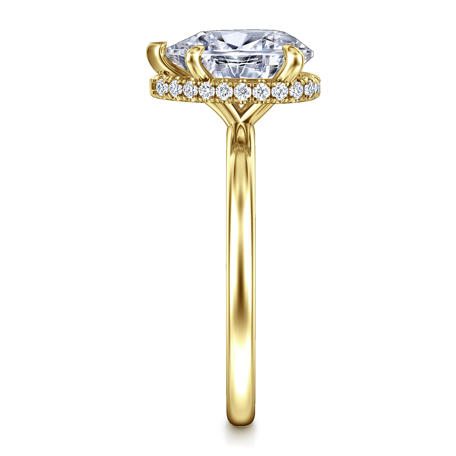 14K Yellow Gold Hidden Halo Pear Shape Diamond Engagement Ring