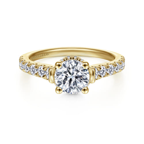 14K Yellow Gold Hidden Halo Round Diamond Engagement Ring 14K Yellow Gold Hidden Halo Round Diamond Engagement Ring