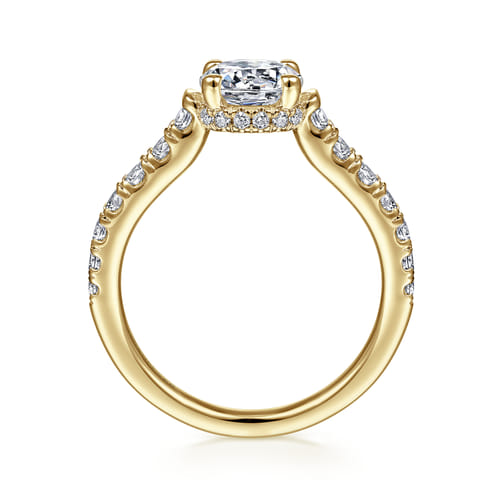 14K Yellow Gold Hidden Halo Round Diamond Engagement Ring 14K Yellow Gold Hidden Halo Round Diamond Engagement Ring