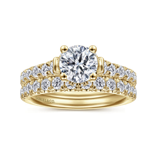 14K Yellow Gold Hidden Halo Round Diamond Engagement Ring 14K Yellow Gold Hidden Halo Round Diamond Engagement Ring