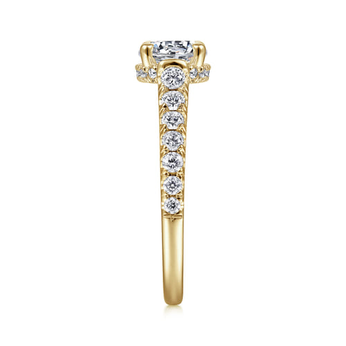 14K Yellow Gold Hidden Halo Round Diamond Engagement Ring 14K Yellow Gold Hidden Halo Round Diamond Engagement Ring