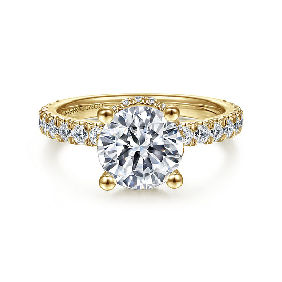 Gabriel - 14K Yellow Gold Hidden Halo Round Diamond Engagement Ring