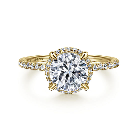 Gabriel - 14K Yellow Gold Hidden Halo Round Diamond Engagement Ring