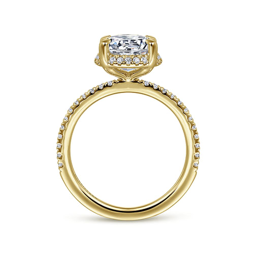 14K Yellow Gold Hidden Halo Round Diamond Engagement Ring