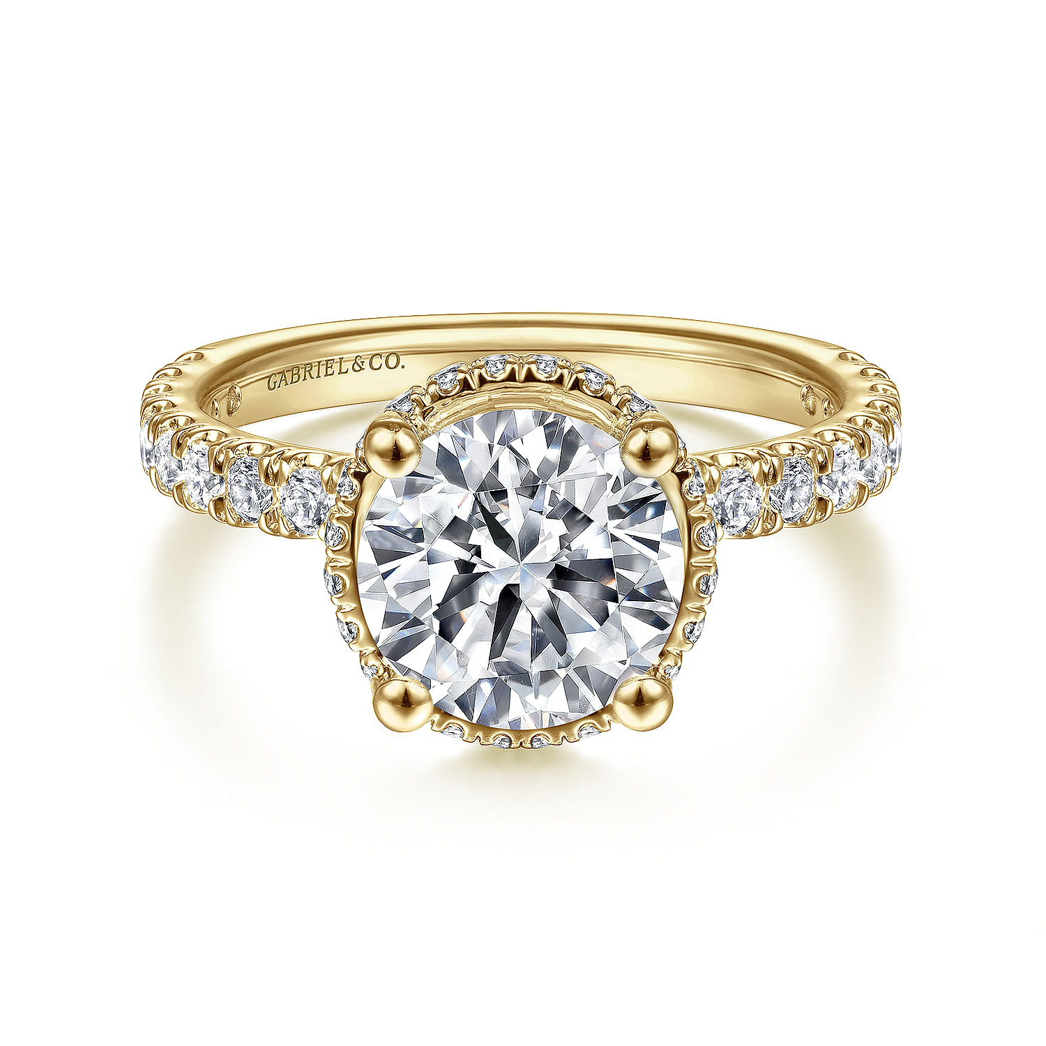 Gabriel - 14K Yellow Gold Hidden Halo Round Diamond Engagement Ring