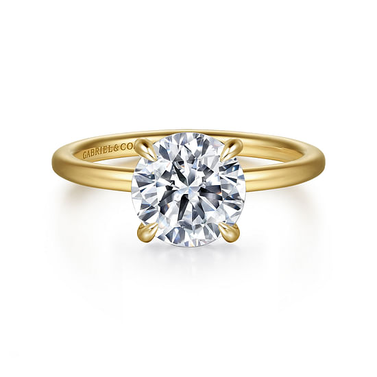 Gabriel - 14K Yellow Gold Hidden Halo Round Diamond Engagement Ring
