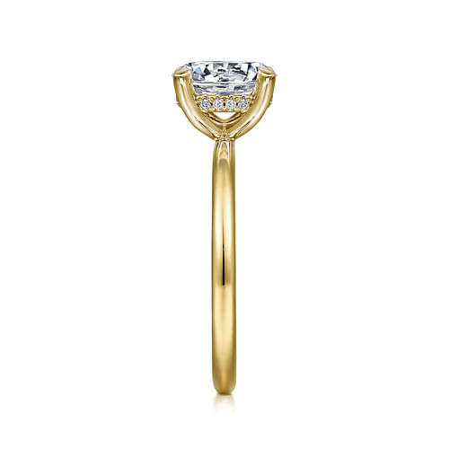 14K Yellow Gold Hidden Halo Round Diamond Engagement Ring