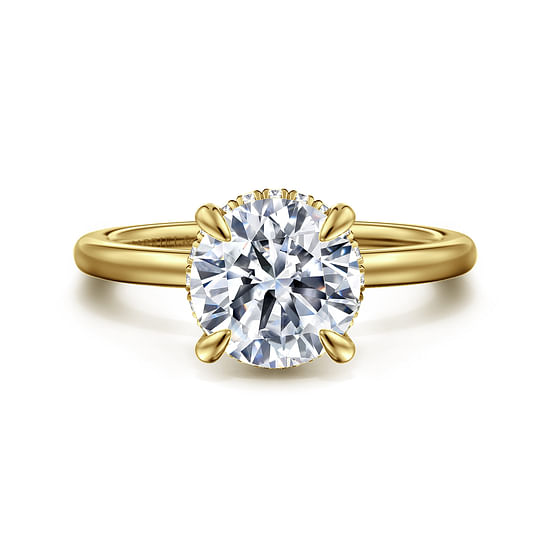 Gabriel - 14K Yellow Gold Hidden Halo Round Diamond Engagement Ring