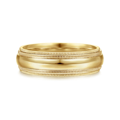 14K Yellow Gold High Polish Men's Wedding Band with Milgrain Edge 14K Yellow Gold High Polish Men's Wedding Band with Milgrain Edge