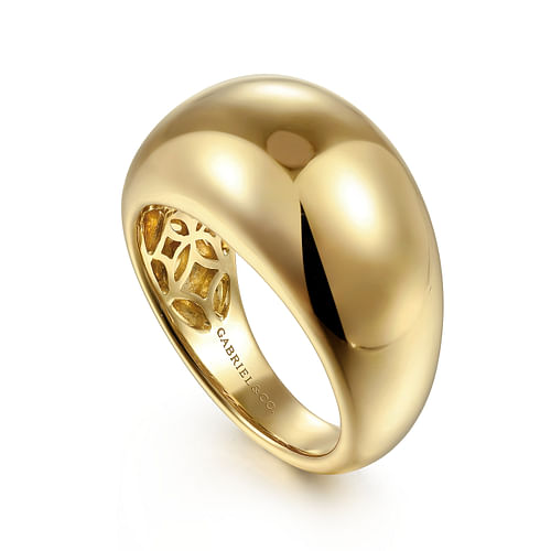 14K Yellow Gold High Polished Dome Ring