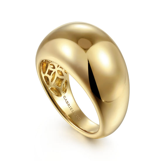 14K Yellow Gold High Polished Dome Ring angle 3