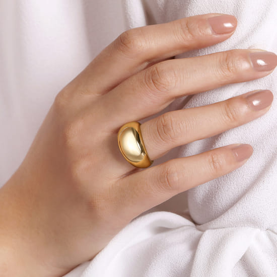 14K Yellow Gold High Polished Dome Ring angle 5